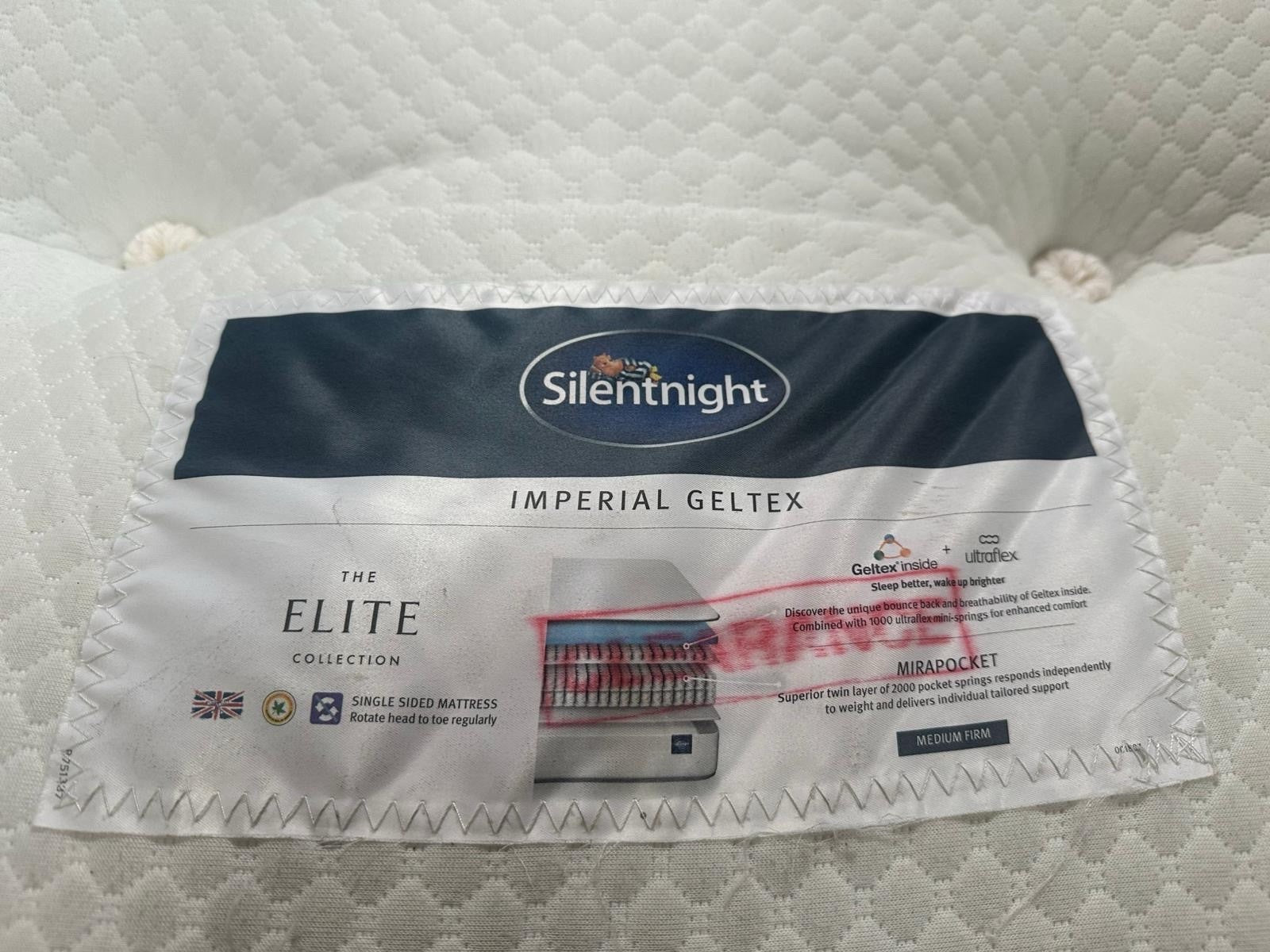 Silentnight Imperial Geltex 3000 Pocket BoxTop 4ft 6 Double Mattress RRP £1499 B