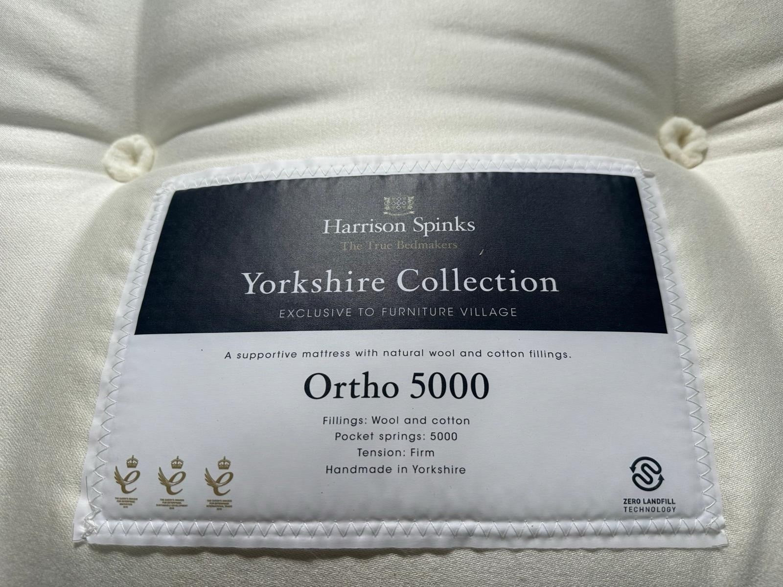 Harrison SpinksYorkshire Ortho 4FT 6 Double 5000 Mattress RRP £1599 B - Home Furniture Interiors