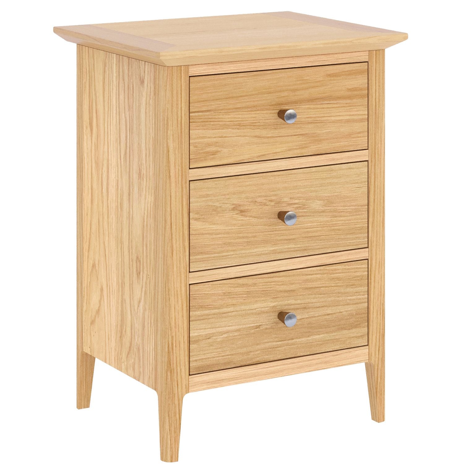 Traditional Solid Oak 3 Drawer Bedside Table - Home Furniture Interiors