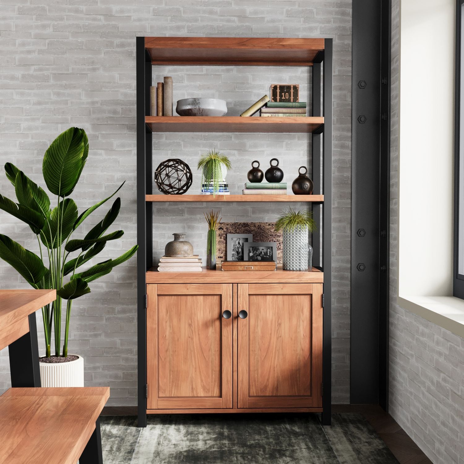 Tall Bookcase With Doors - Home Furniture Interiors