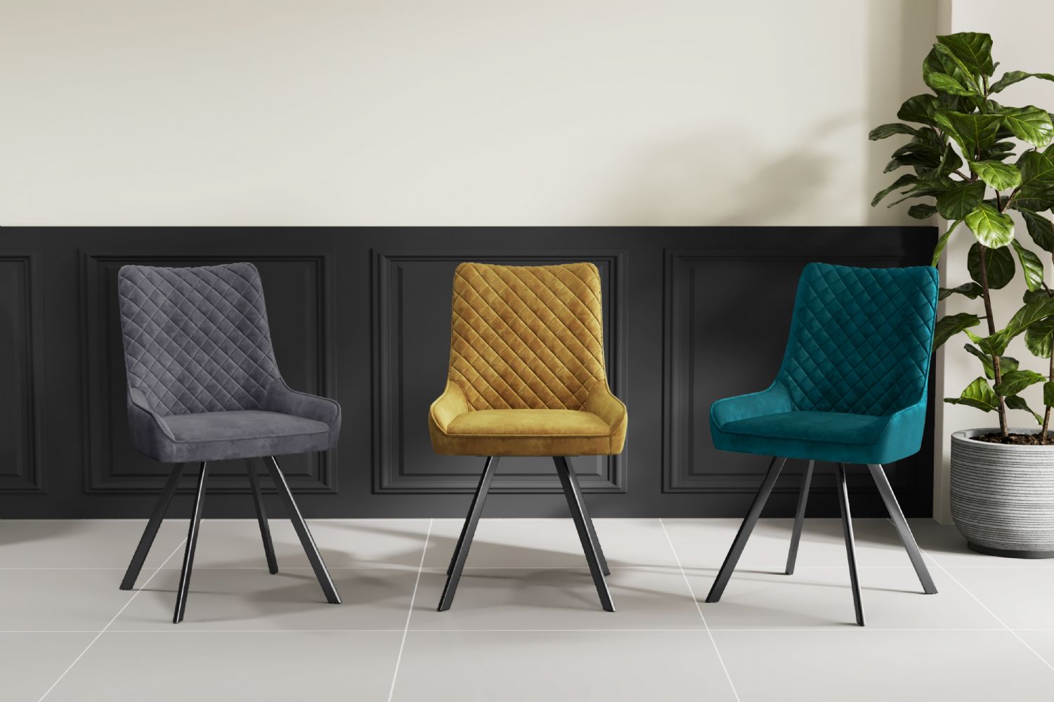 JAGER N Velvet Light Grey Black Legs - Home Furniture Interiors