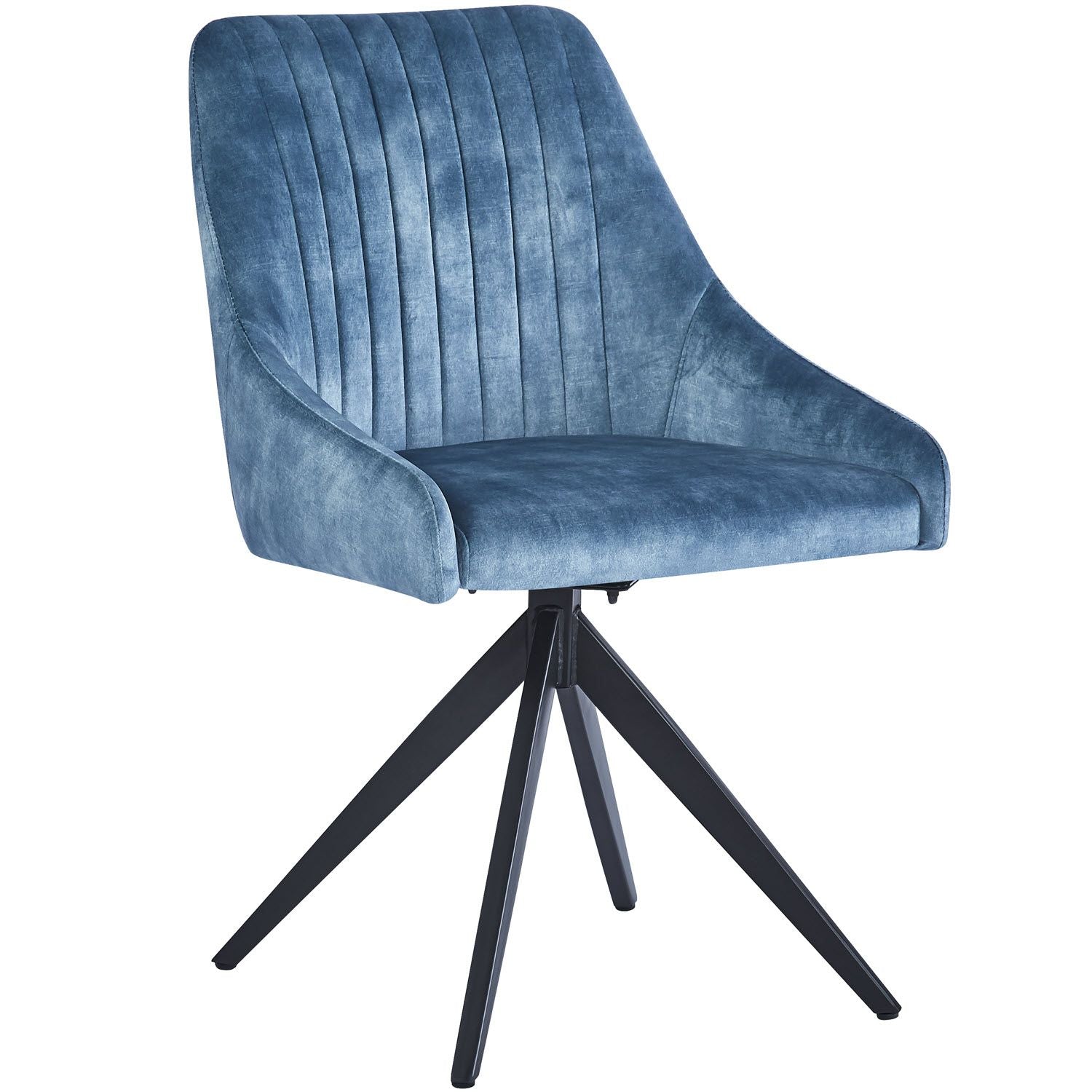 HUGO S Velvet Blue Swivel Black Legs - Home Furniture Interiors