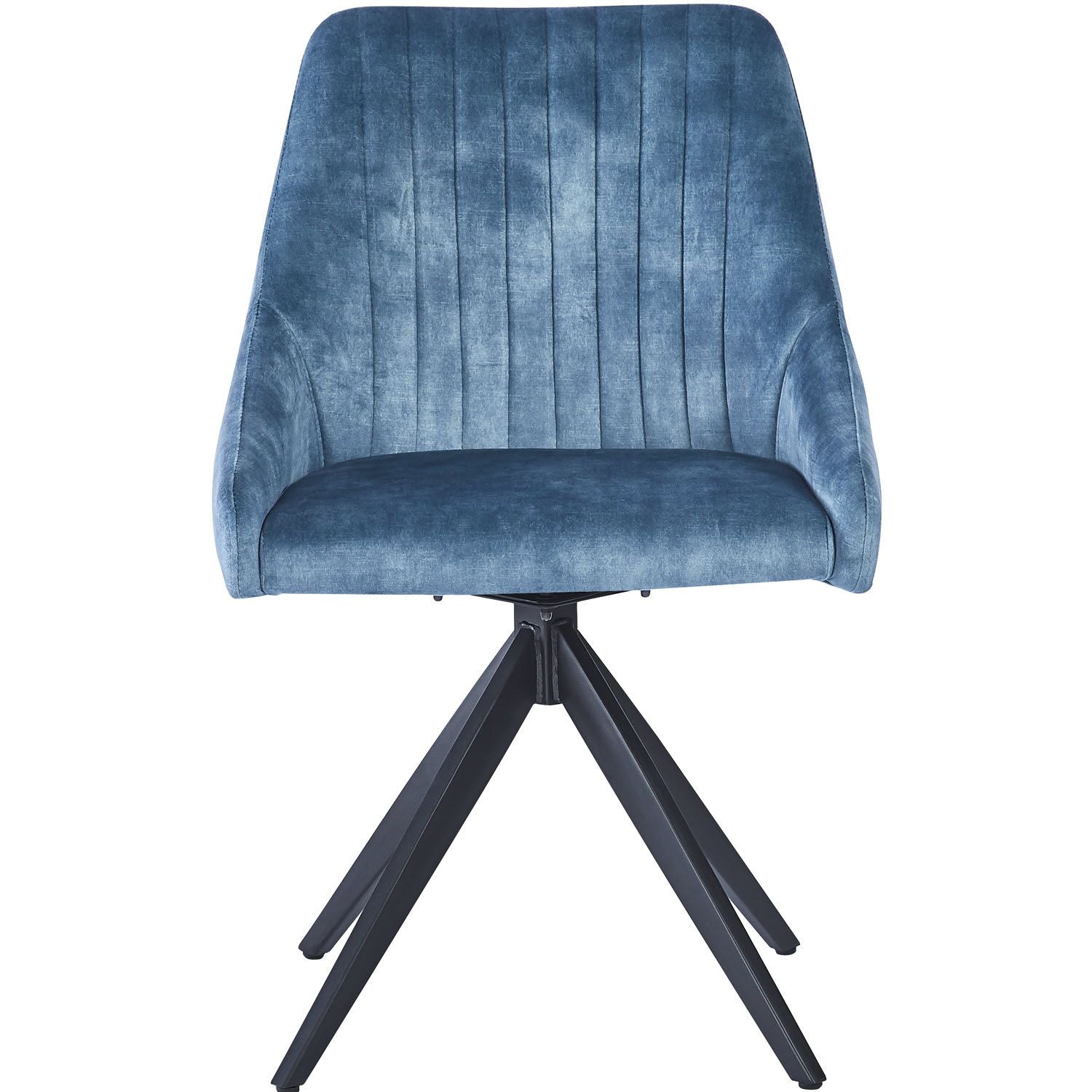 HUGO S Velvet Blue Swivel Black Legs - Home Furniture Interiors