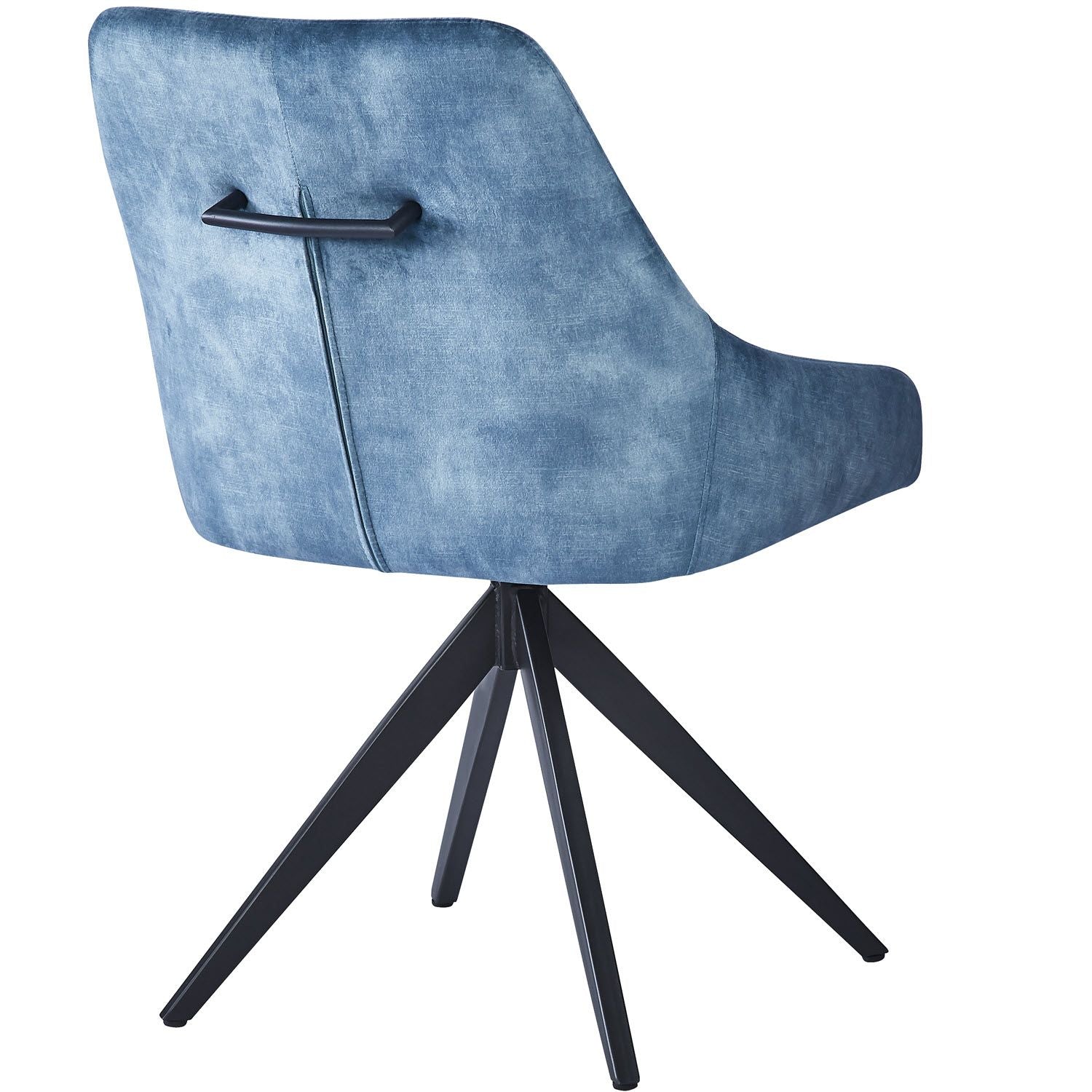HUGO S Velvet Blue Swivel Black Legs - Home Furniture Interiors