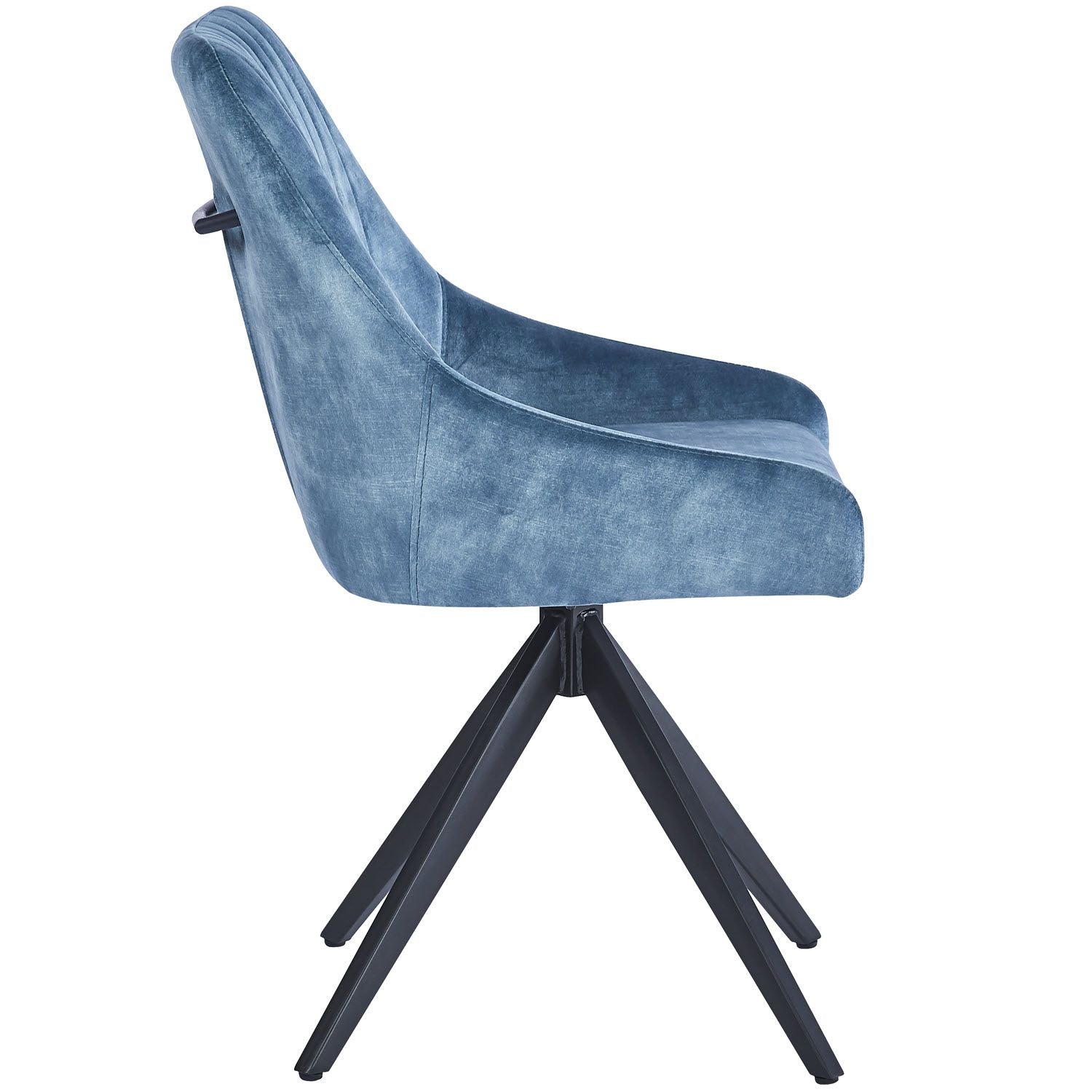 HUGO S Velvet Blue Swivel Black Legs - Home Furniture Interiors
