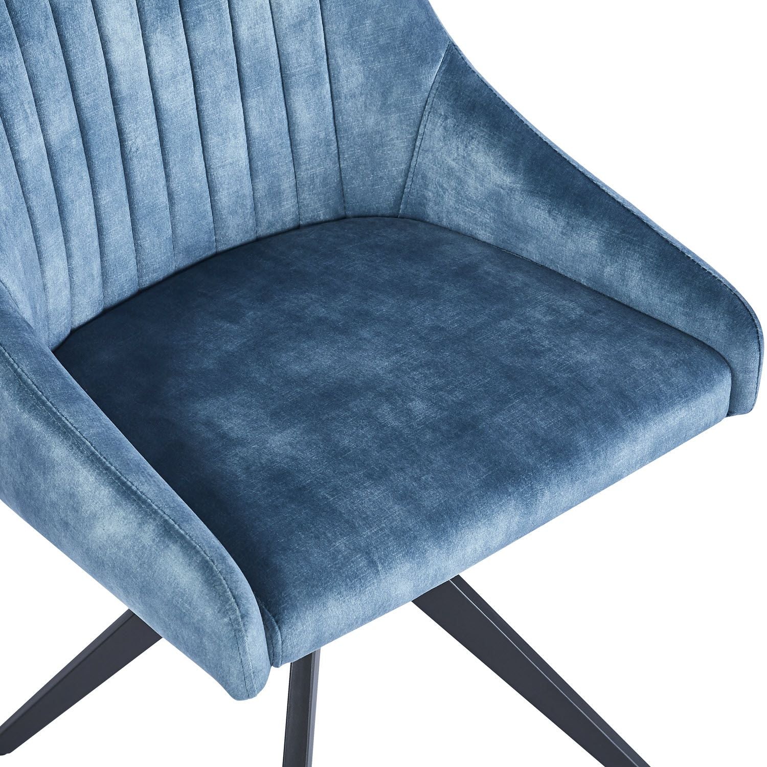 HUGO S Velvet Blue Swivel Black Legs - Home Furniture Interiors