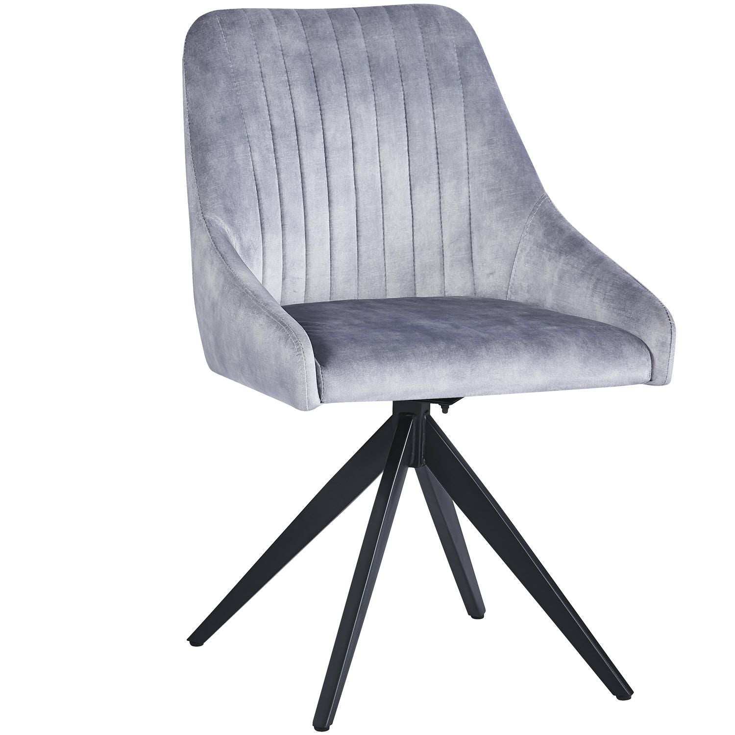 HUGO S Velvet Light Grey Swivel Black Legs - Home Furniture Interiors