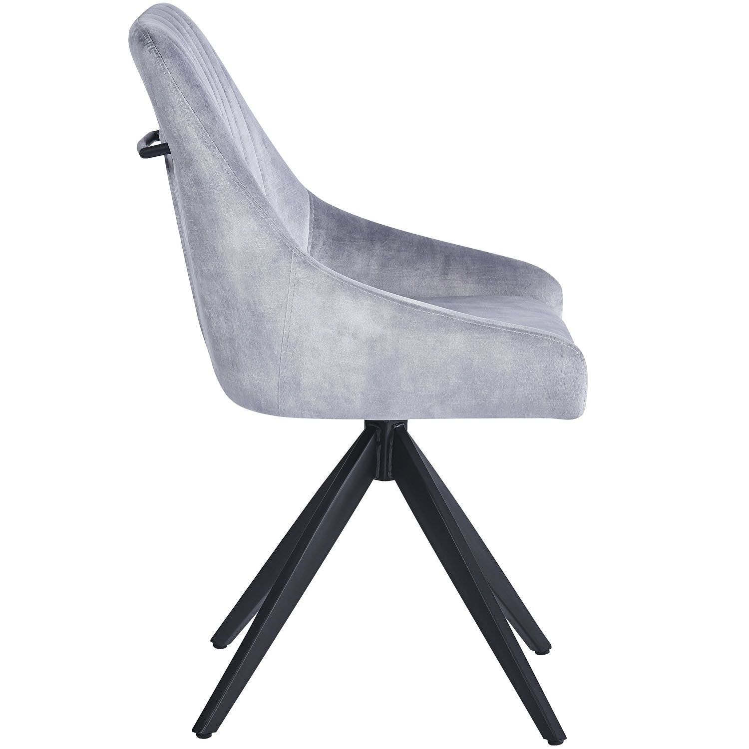 HUGO S Velvet Light Grey Swivel Black Legs - Home Furniture Interiors