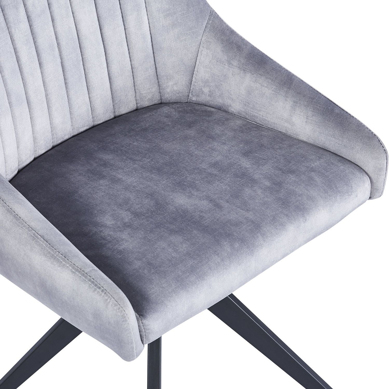 HUGO S Velvet Light Grey Swivel Black Legs - Home Furniture Interiors