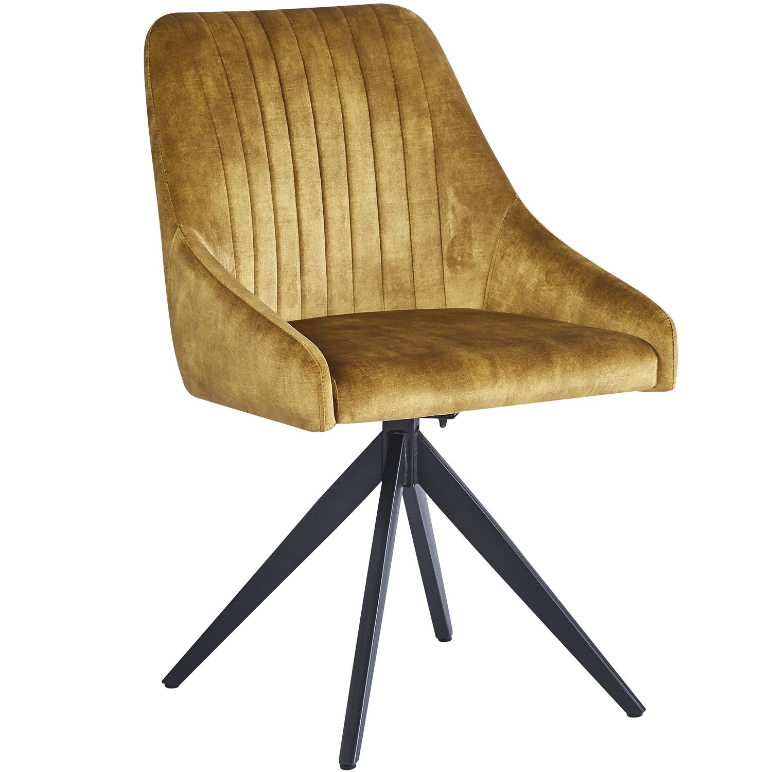 HUGO S Velvet Mustard Swivel Black Legs - Home Furniture Interiors