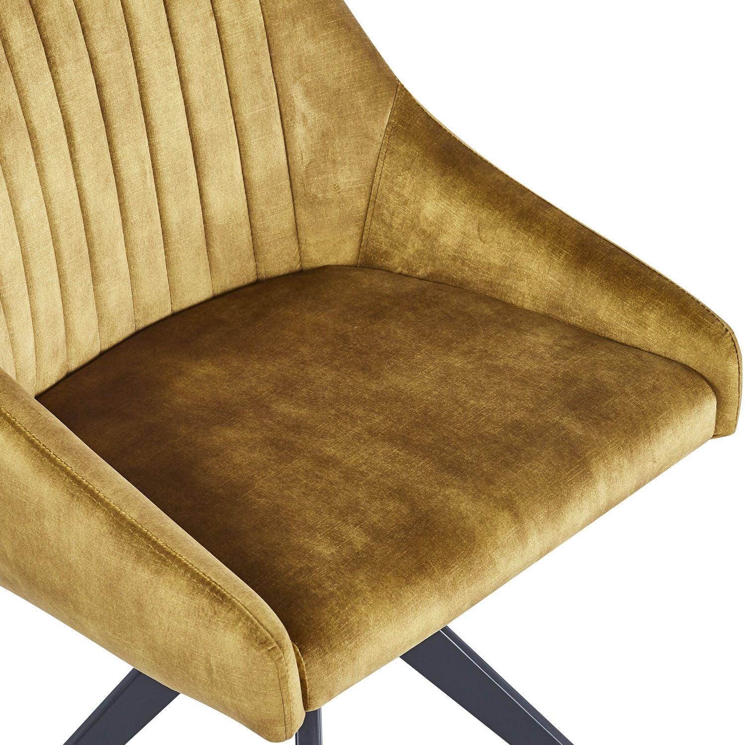 HUGO S Velvet Mustard Swivel Black Legs - Home Furniture Interiors