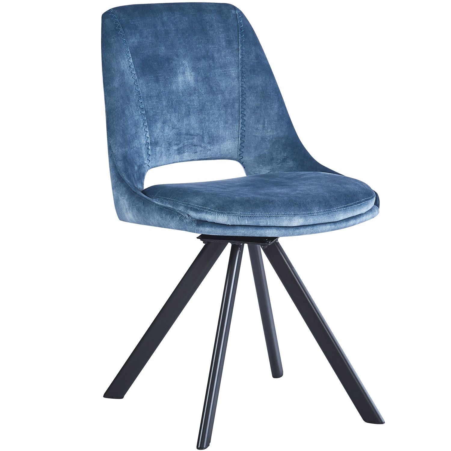 KASPER S Velvet Blue Swivel Black Legs - Home Furniture Interiors