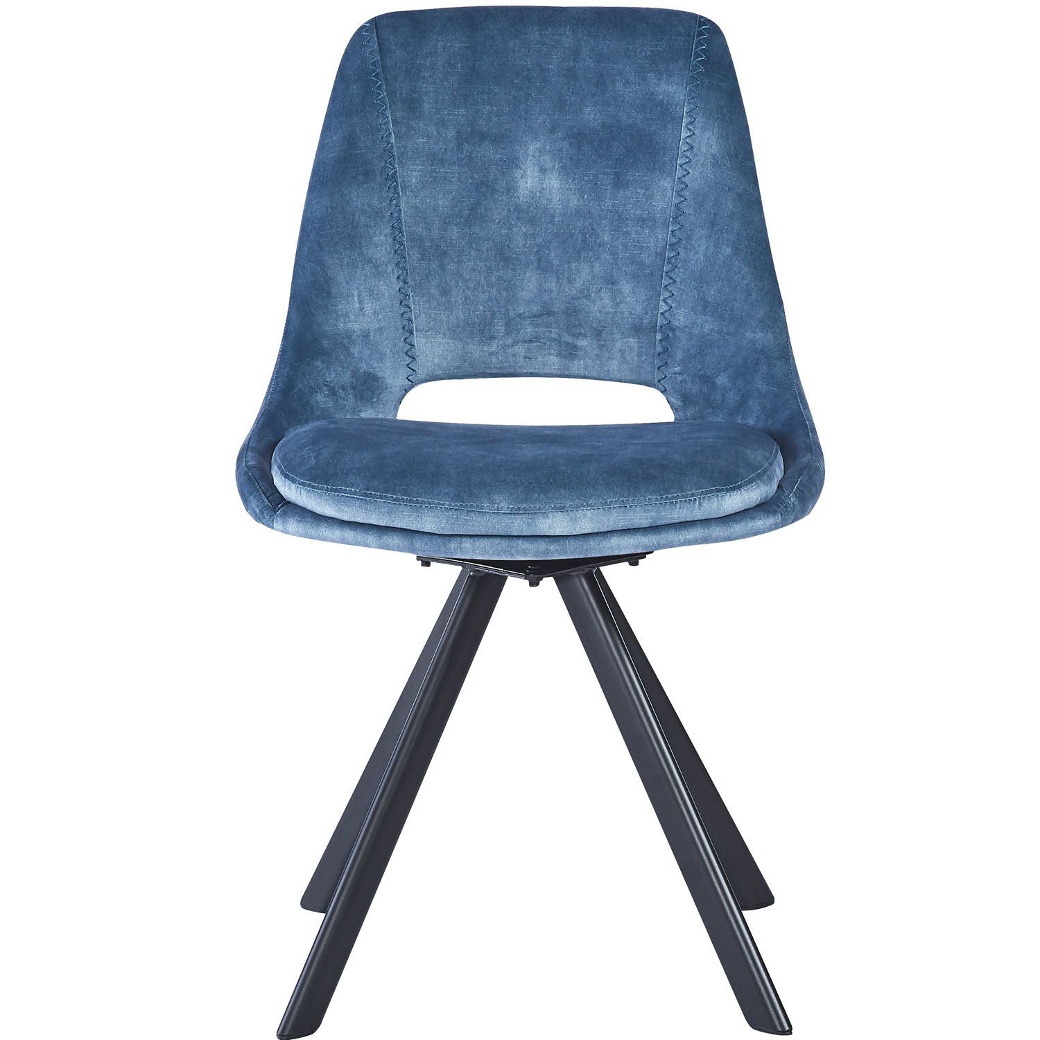 KASPER S Velvet Blue Swivel Black Legs - Home Furniture Interiors