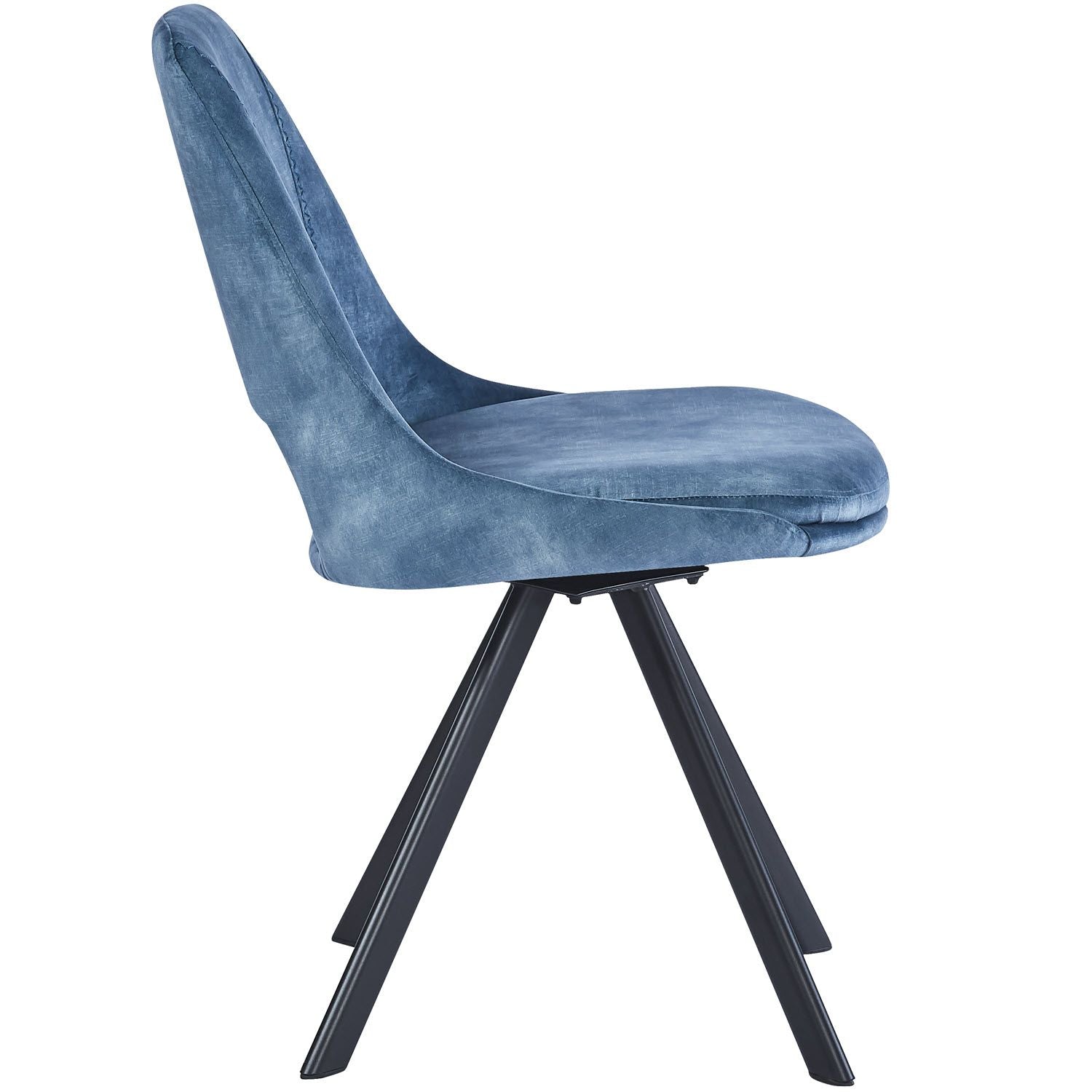 KASPER S Velvet Blue Swivel Black Legs - Home Furniture Interiors