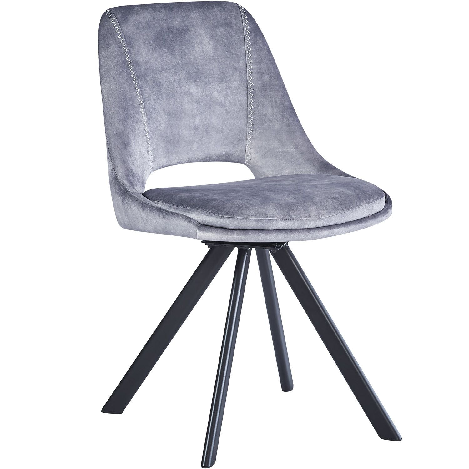 KASPER S Velvet Light Grey Swivel Black Legs - Home Furniture Interiors