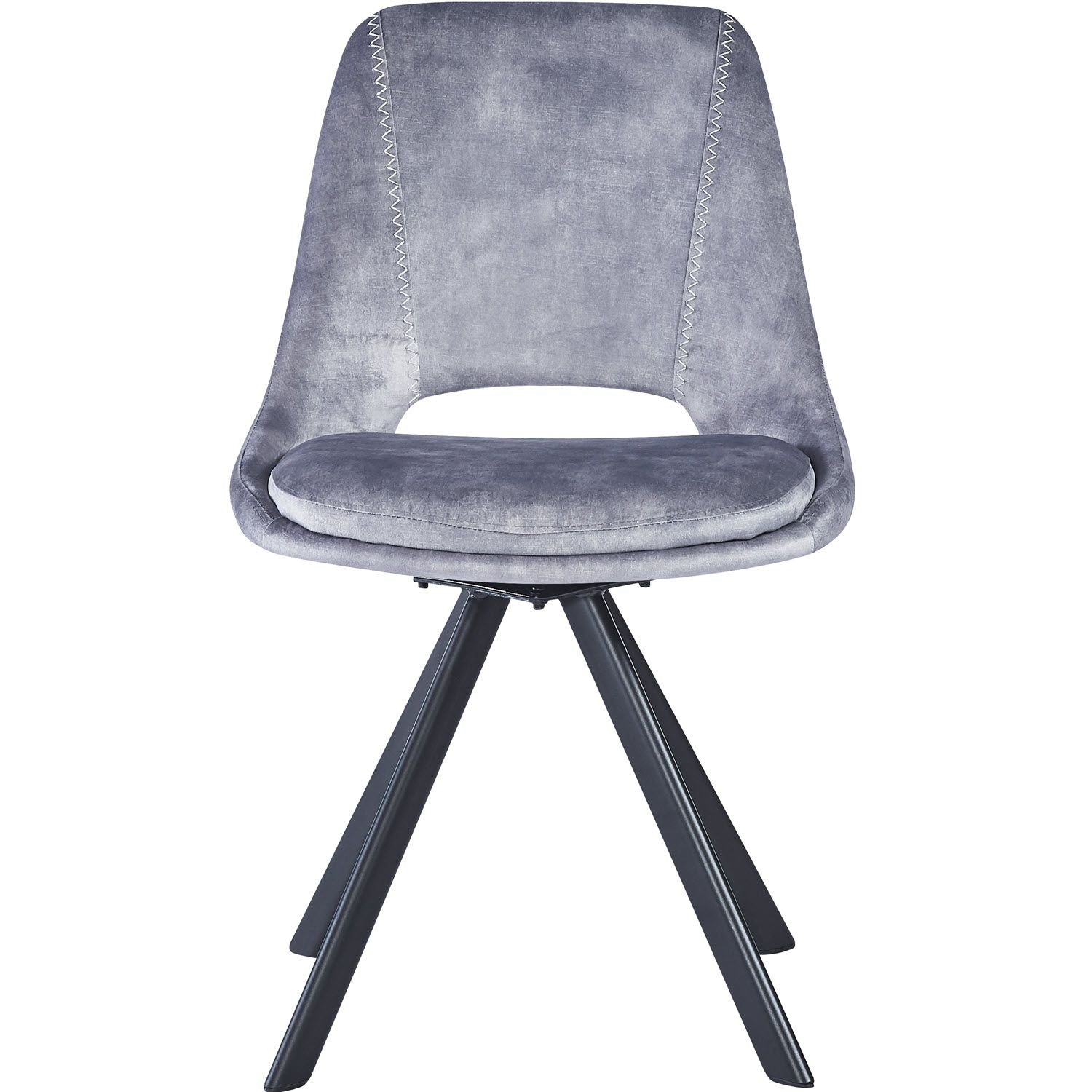 KASPER S Velvet Light Grey Swivel Black Legs - Home Furniture Interiors