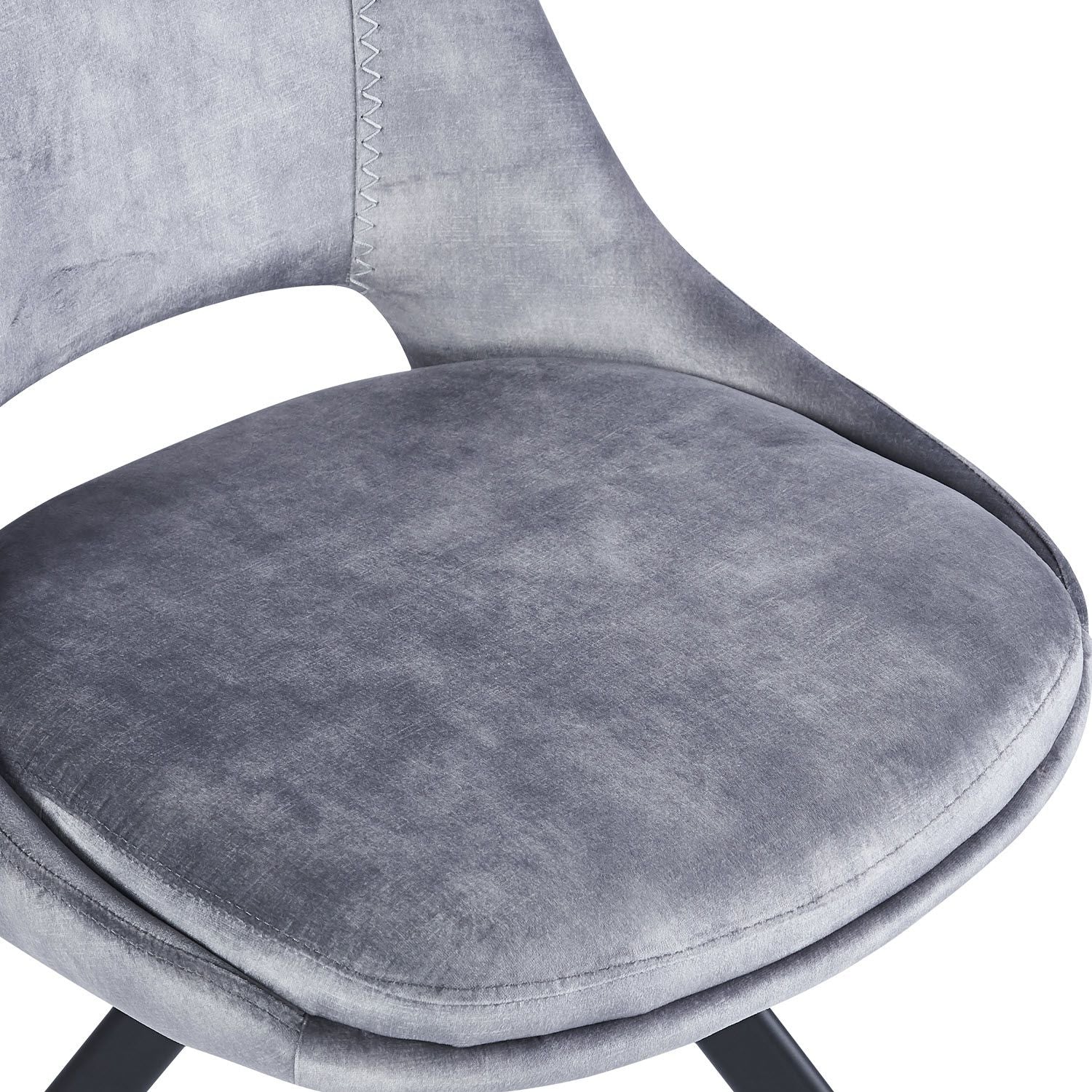 KASPER S Velvet Light Grey Swivel Black Legs - Home Furniture Interiors
