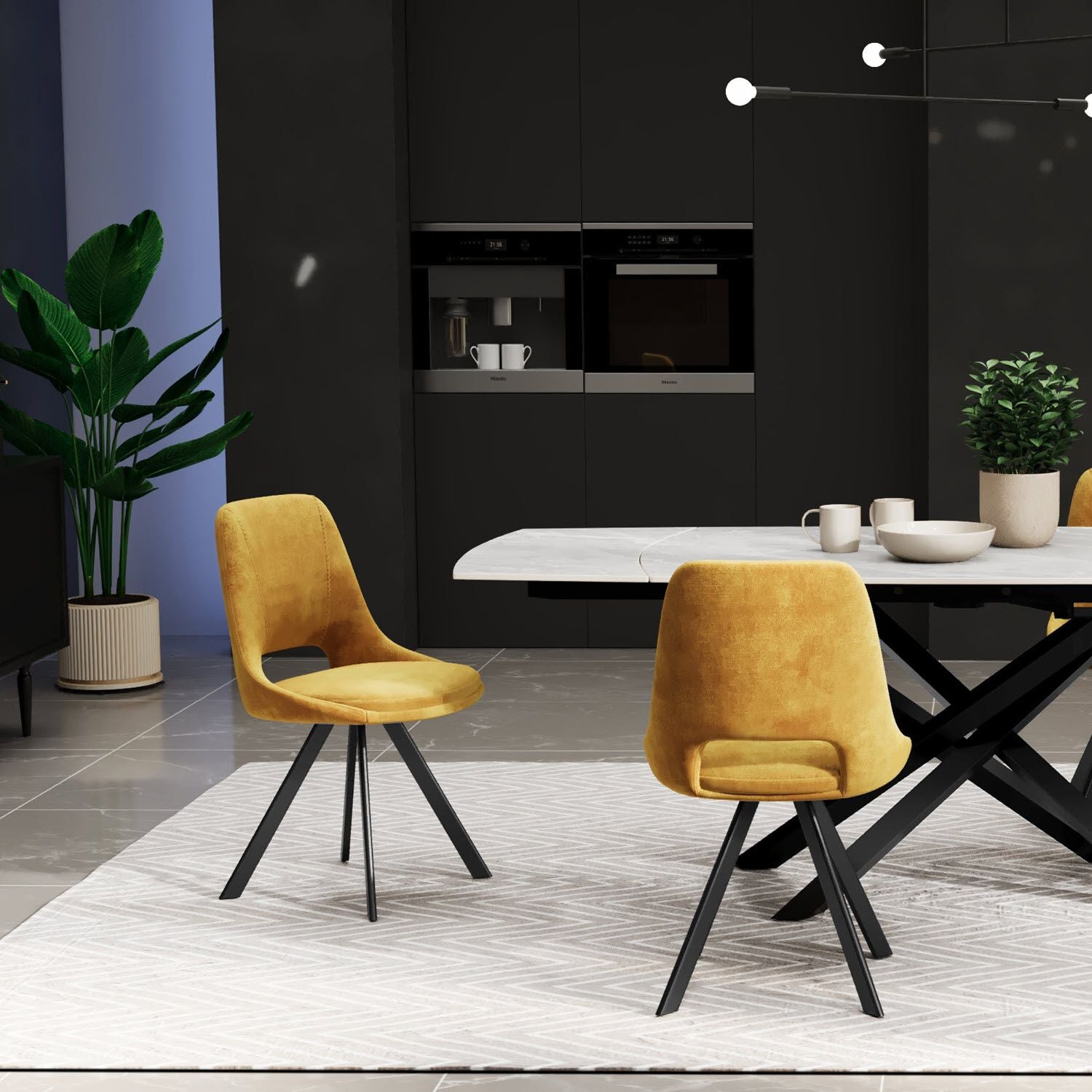 KASPER S Velvet Mustard Swivel Black Legs