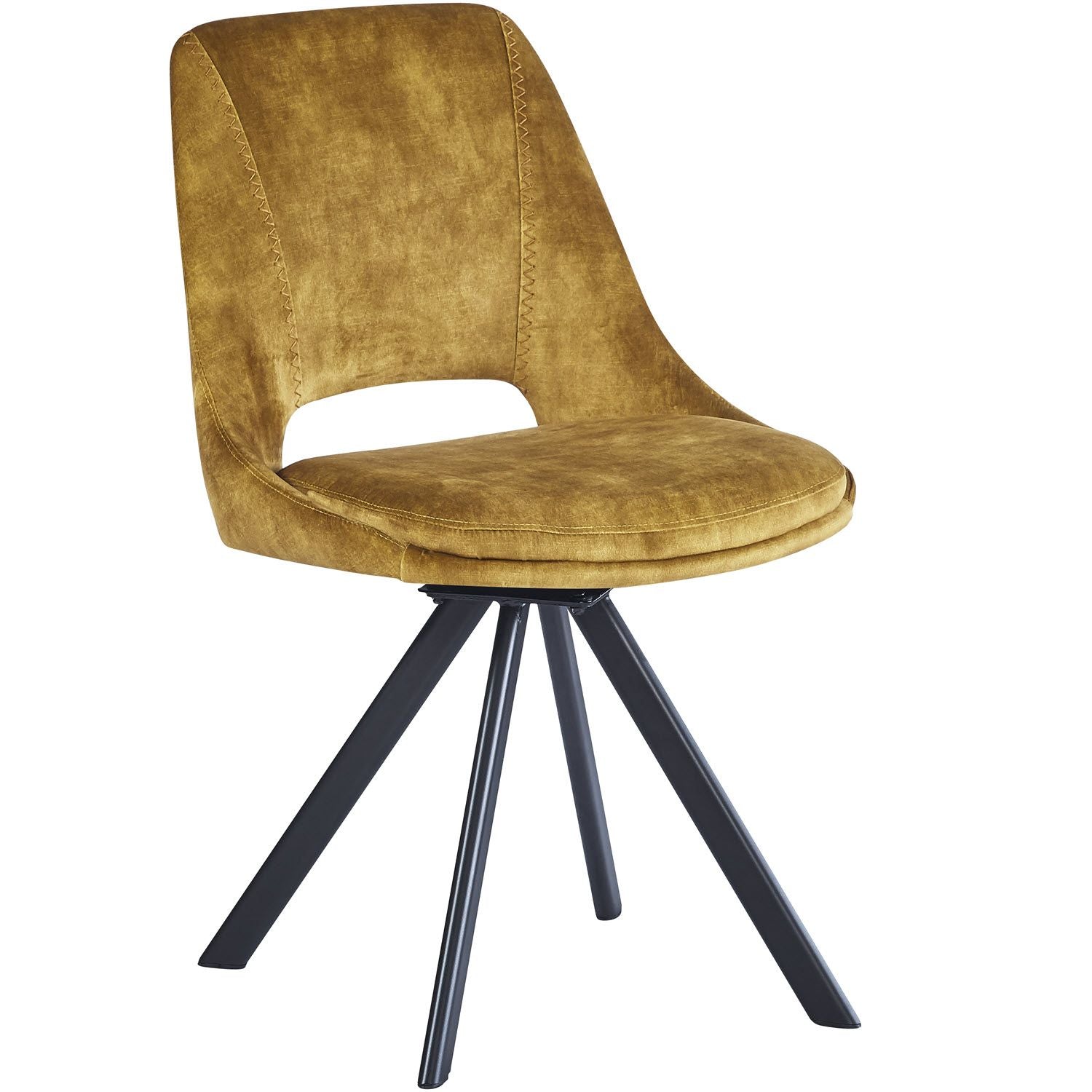 KASPER S Velvet Mustard Swivel Black Legs - Home Furniture Interiors