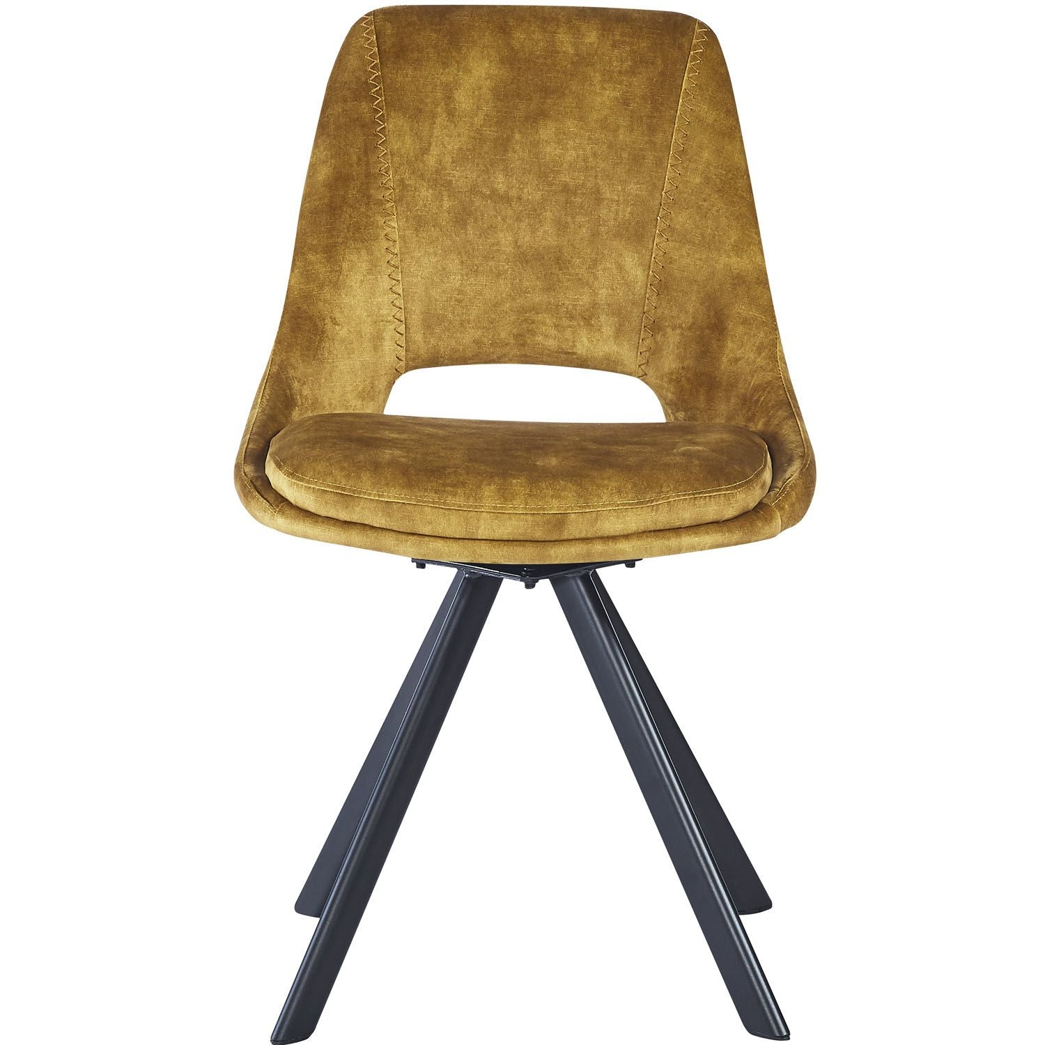KASPER S Velvet Mustard Swivel Black Legs - Home Furniture Interiors