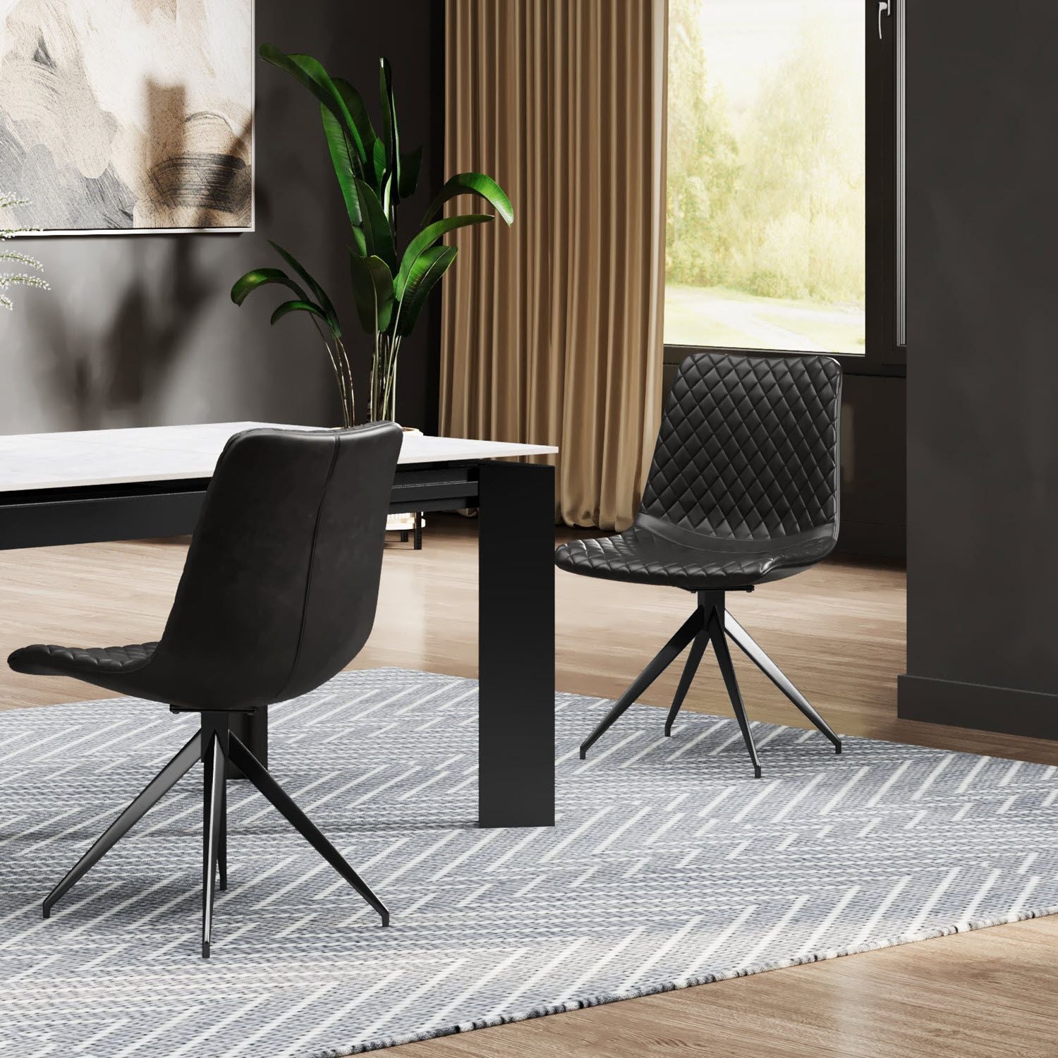 VALI S Pu Black Swivel Black Legs
