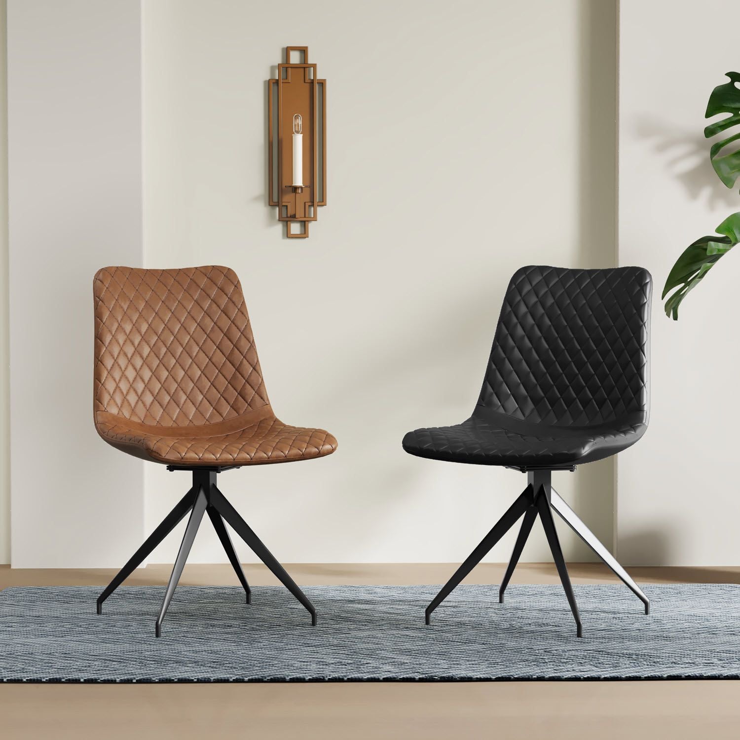 VALI S Pu Black Swivel Black Legs - Home Furniture Interiors