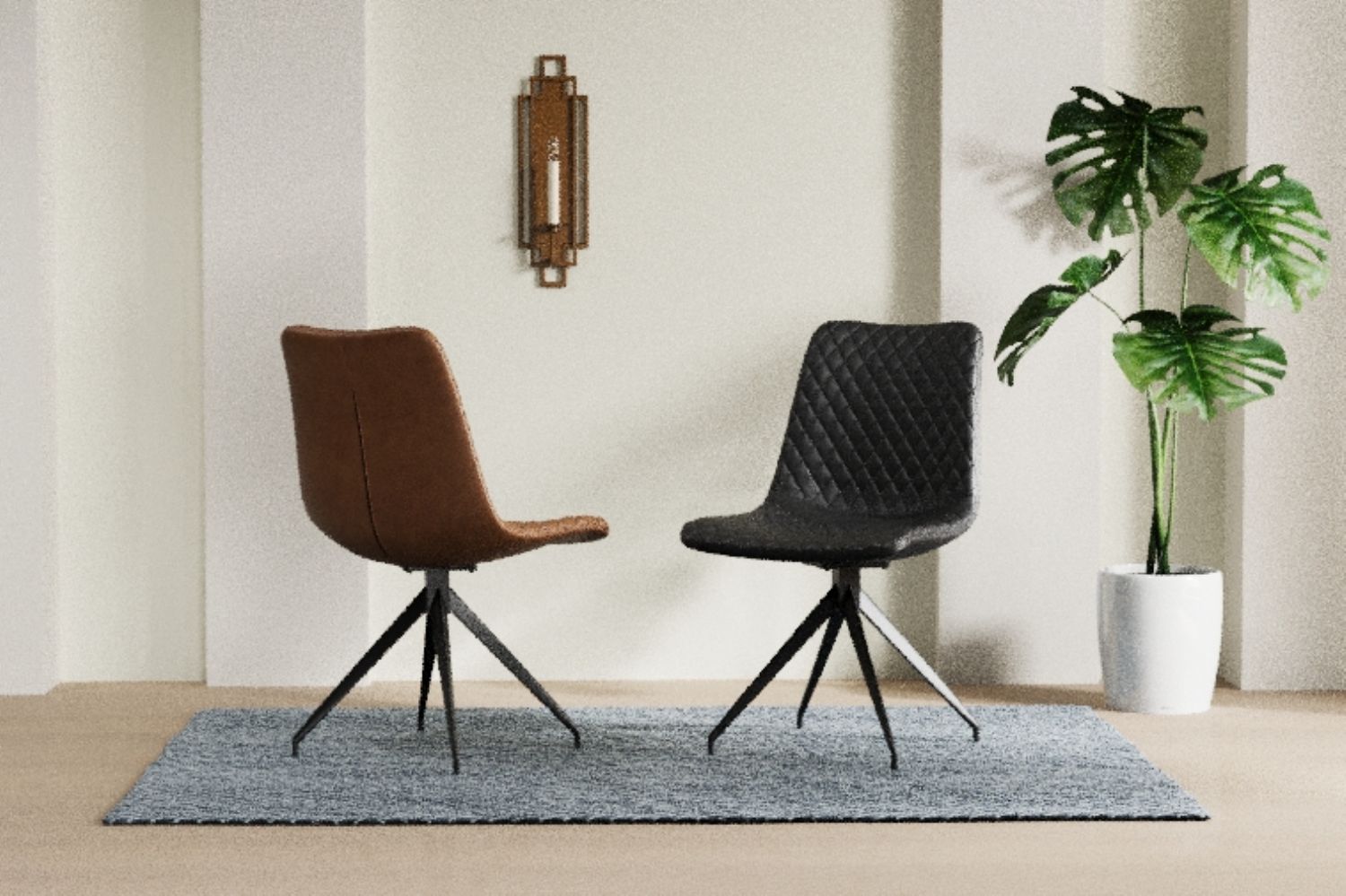 VALI S Pu Black Swivel Black Legs - Home Furniture Interiors