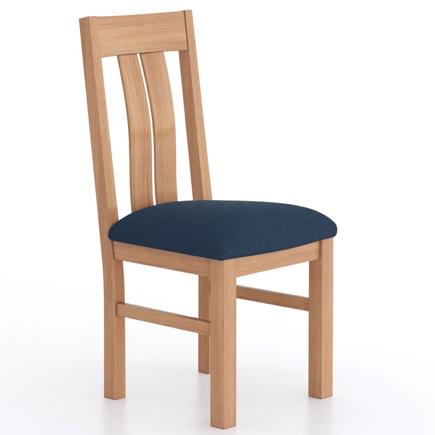 Traditional Natural Oak Dining Chair With Upholstered Seat