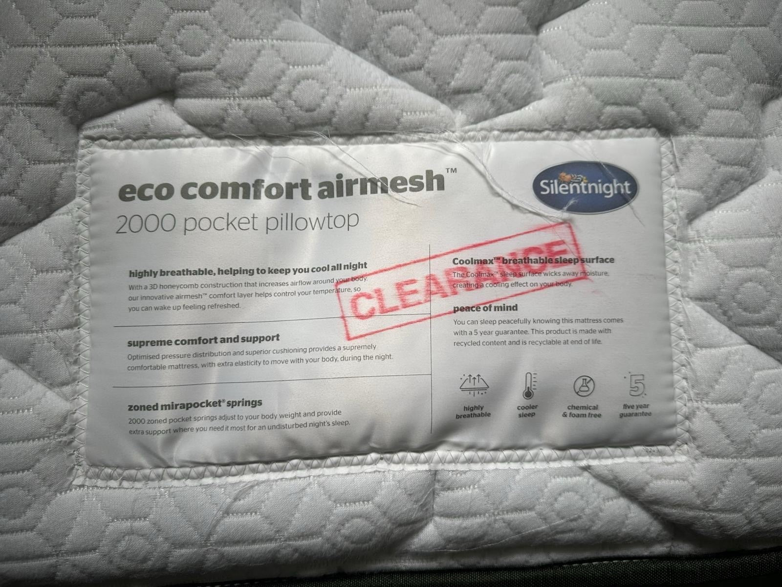SilentNight Eco Comfort 2000 Pocket Pillow Top 6FT RRP £1199 Best Price Online - Home Furniture Interiors