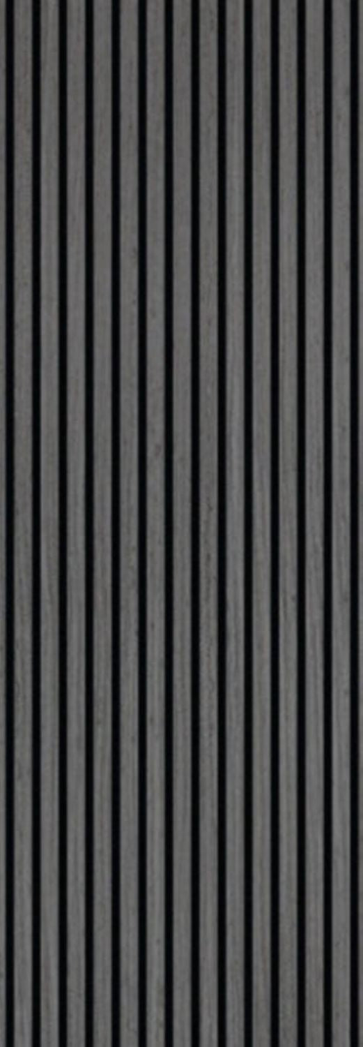 Set of 4 Light Grey Acoustic Slatted Decorative Wall Panels with Wood Effect Finish