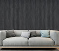 Set of 4 Dark Grey Acoustic Slatted Decorative Wall Panels with Wood Effect Finish (WP01)