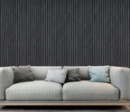 Set of 4 Dark Grey Acoustic Slatted Decorative Wall Panels with Wood Effect Finish (WP01)