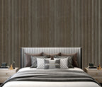 Set of 4 Dark Oak Acoustic Slatted Decorative Wall Panels with Wood Effect Finish (WP01)