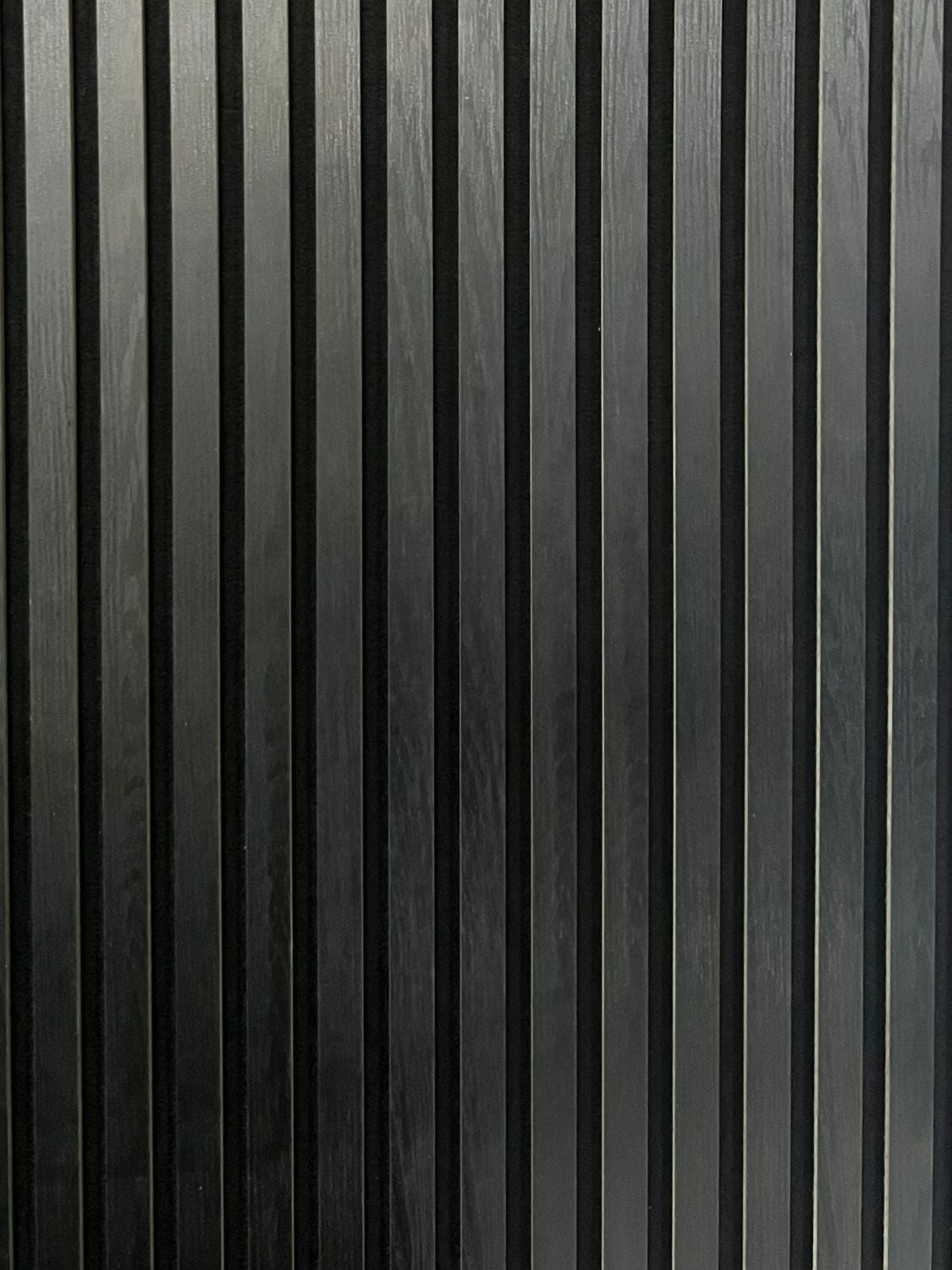Set of 4 Black Acoustic Slatted Decorative Wall Panels with Wood Effect Finish