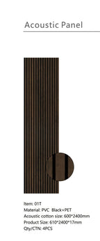 Set of 4 Walnut Acoustic Slatted Decorative Wall Panels with Wood Effect Finish