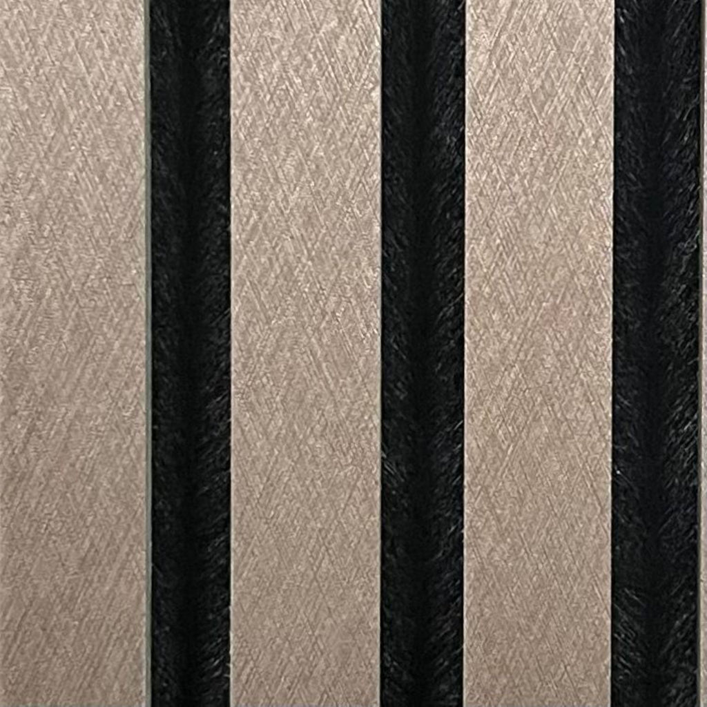Set of 4 Metallic Brown Acoustic Slatted Decorative Wall Panels with Wood Effect Finish