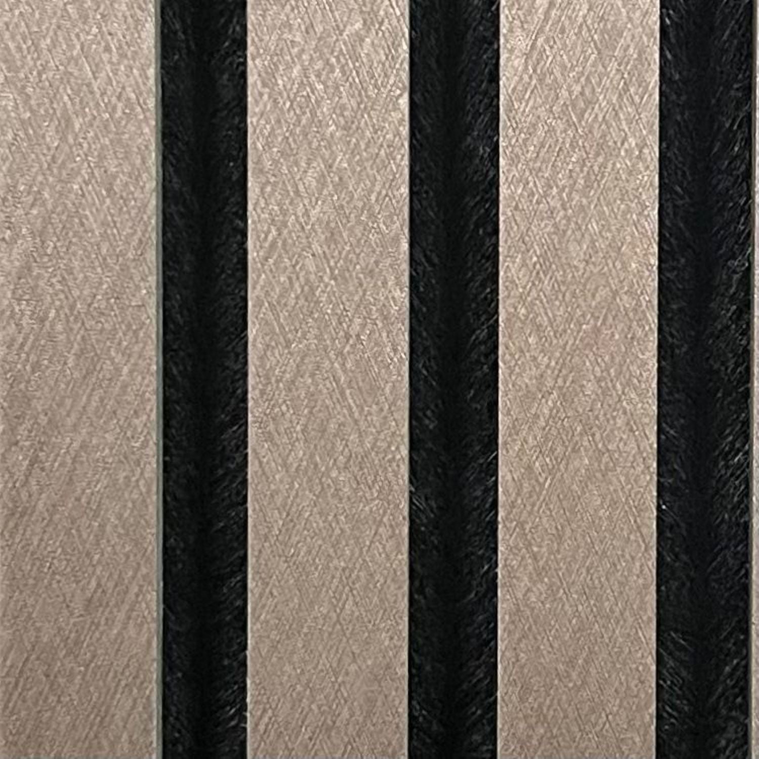 Set of 4 Metallic Brown Acoustic Slatted Decorative Wall Panels with Wood Effect Finish