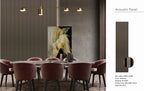 Set of 4 Metallic Brown Acoustic Slatted Decorative Wall Panels with Wood Effect Finish