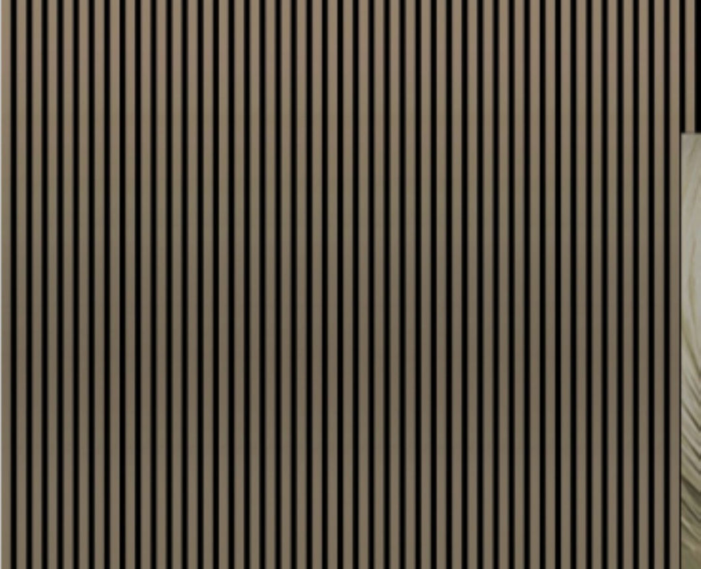 Set of 4 Metallic Brown Acoustic Slatted Decorative Wall Panels with Wood Effect Finish