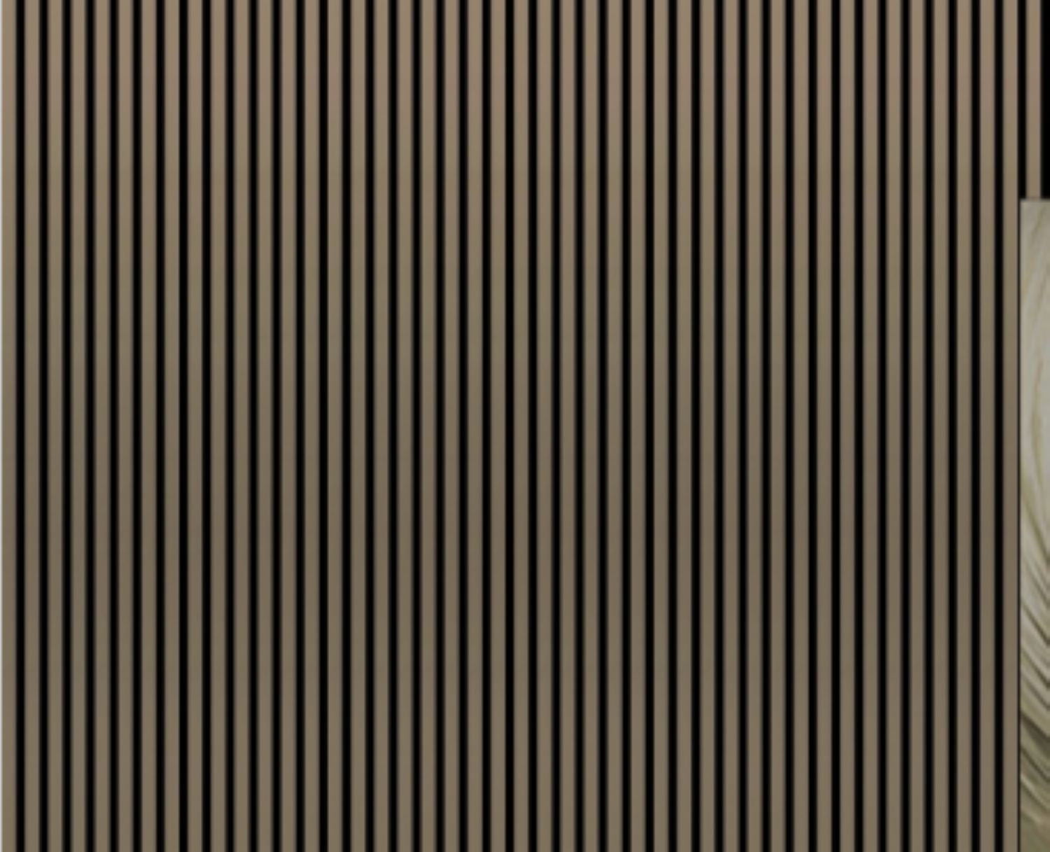 Set of 4 Metallic Brown Acoustic Slatted Decorative Wall Panels with Wood Effect Finish