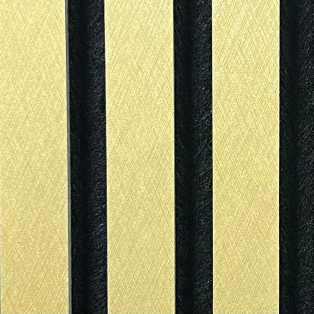 Set of 4 Metallic Gold Acoustic Slatted Decorative Wall Panels with Wood Effect Finish