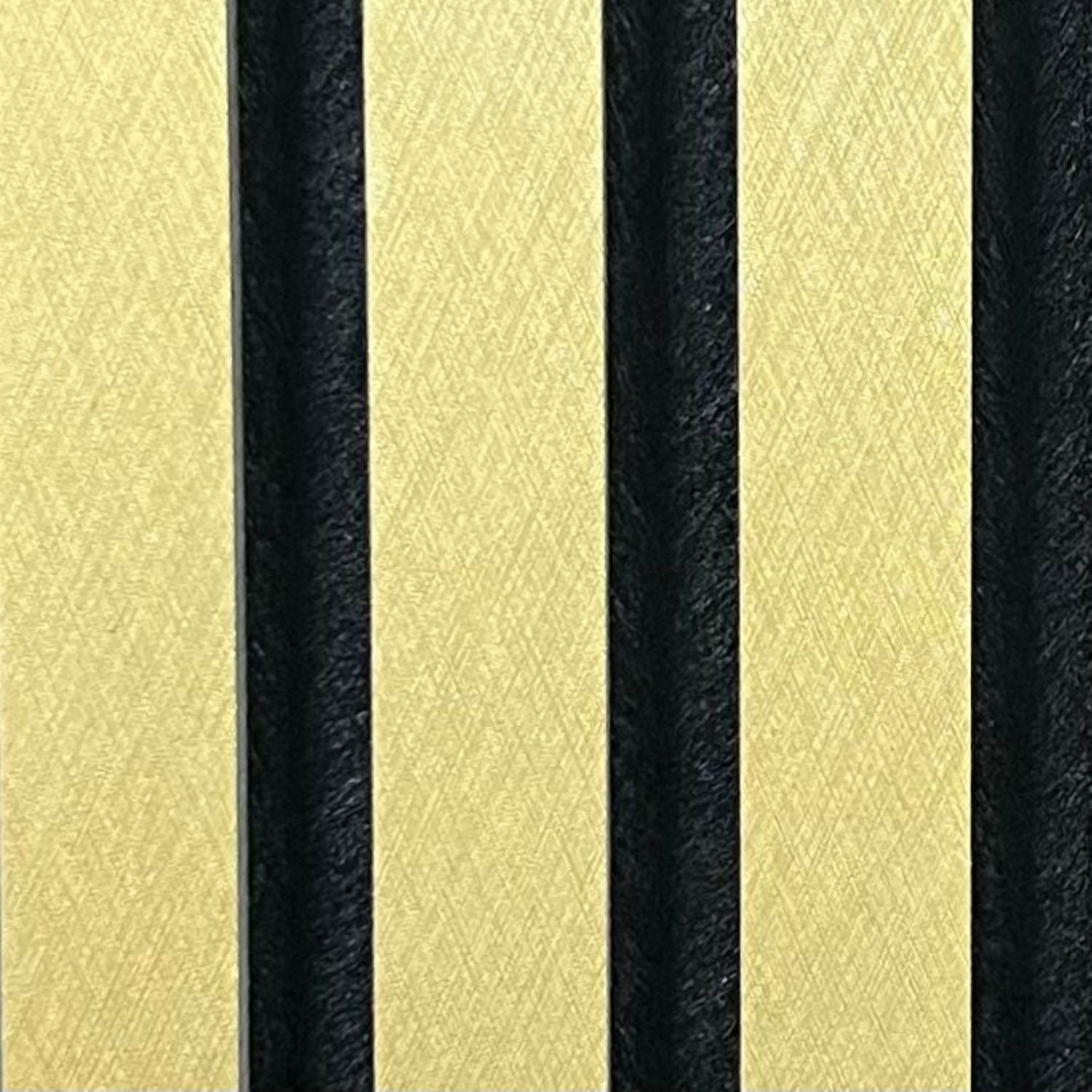 Set of 4 Metallic Gold Acoustic Slatted Decorative Wall Panels with Wood Effect Finish