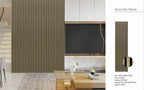 Set of 4 Metallic Gold Acoustic Slatted Decorative Wall Panels with Wood Effect Finish