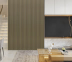 Set of 4 Metallic Gold Acoustic Slatted Decorative Wall Panels with Wood Effect Finish