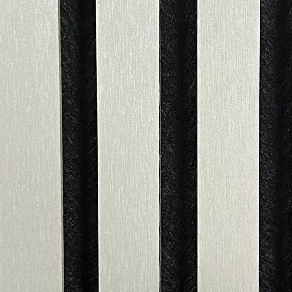 Set of 4 Metallic Light Grey Acoustic Slatted Decorative Wall Panels with Wood Finish