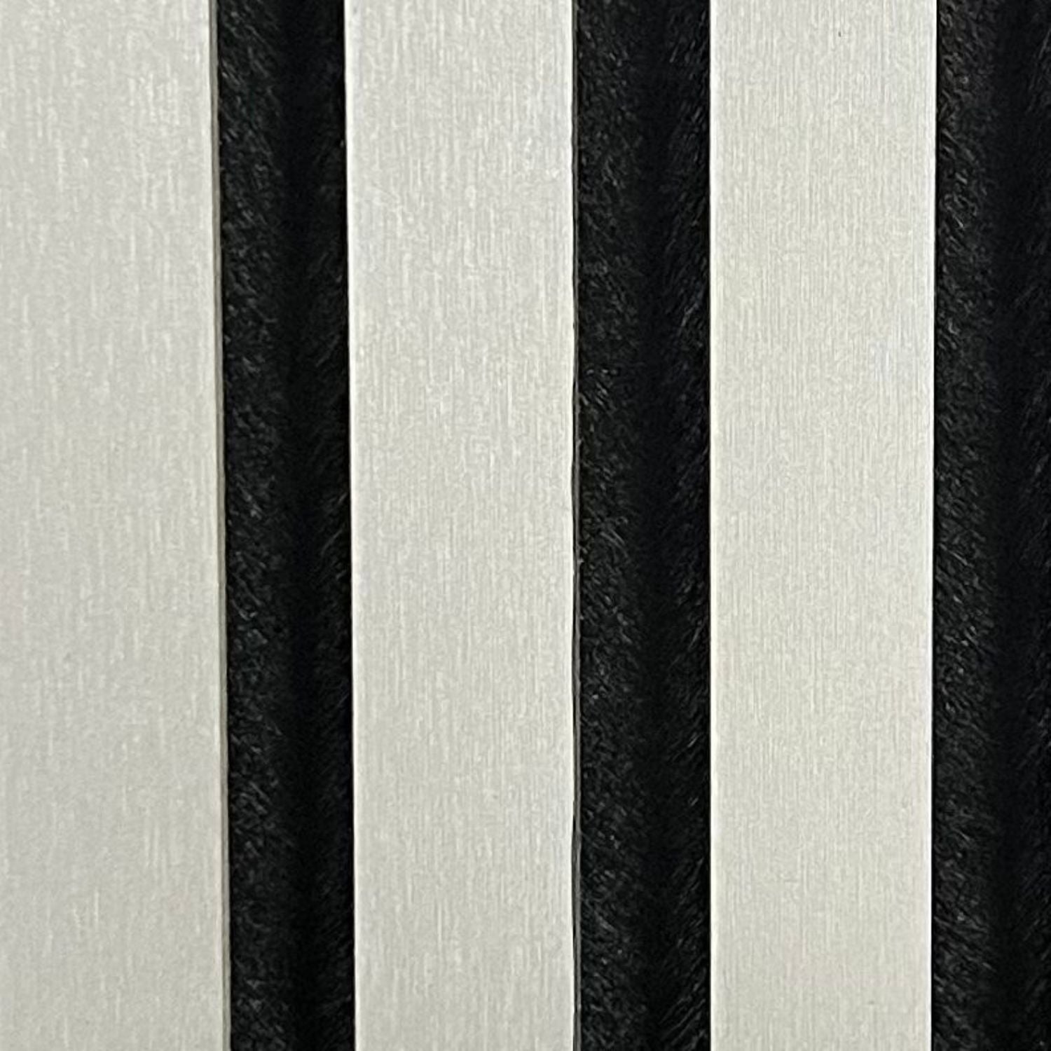 Set of 4 Metallic Light Grey Acoustic Slatted Decorative Wall Panels with Wood Finish