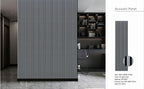 Set of 4 Metallic Light Grey Acoustic Slatted Decorative Wall Panels with Wood Finish
