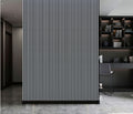 Set of 4 Metallic Light Grey Acoustic Slatted Decorative Wall Panels with Wood Finish