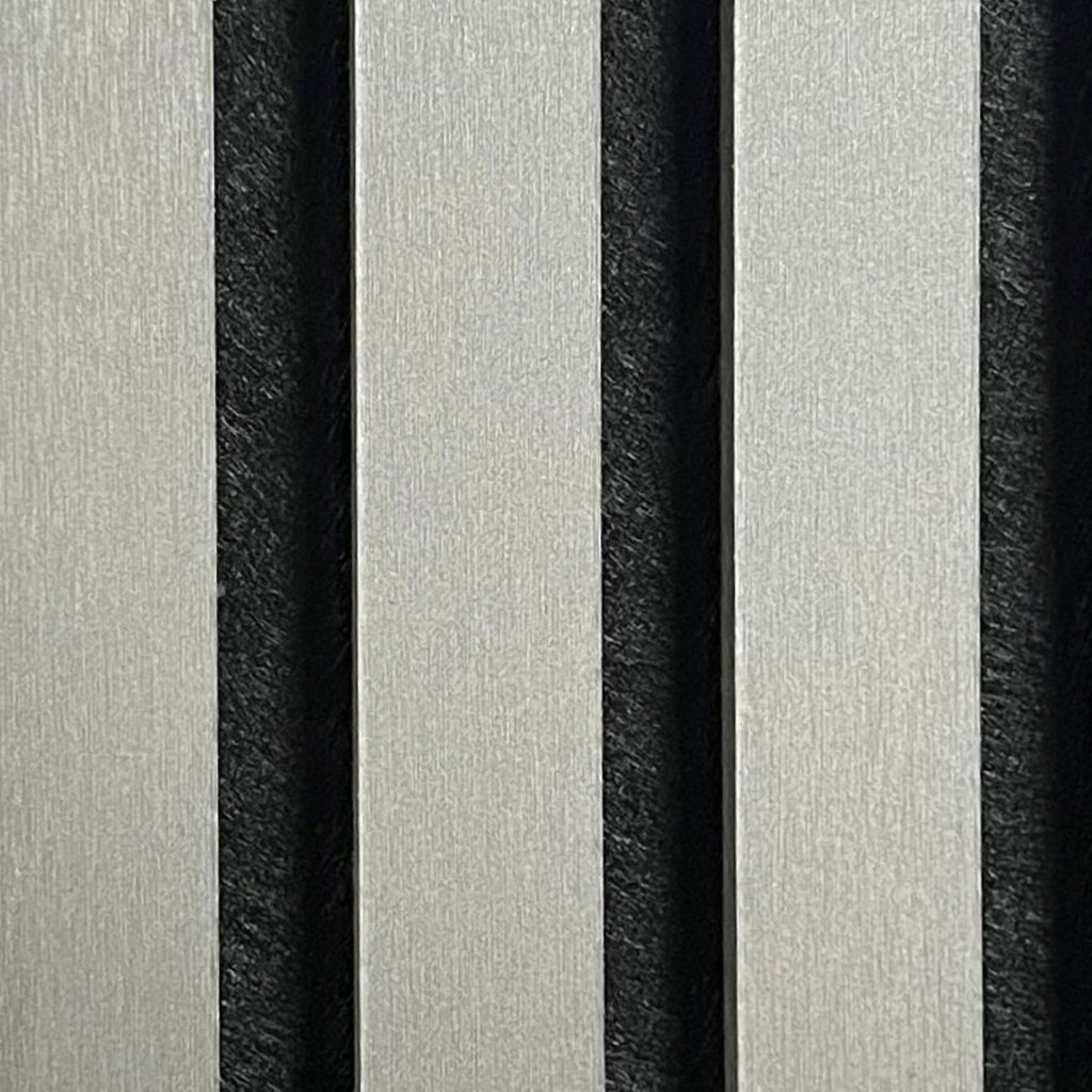 Set of 4 Metallic Dark Grey Acoustic Slatted Decorative Wall Panels