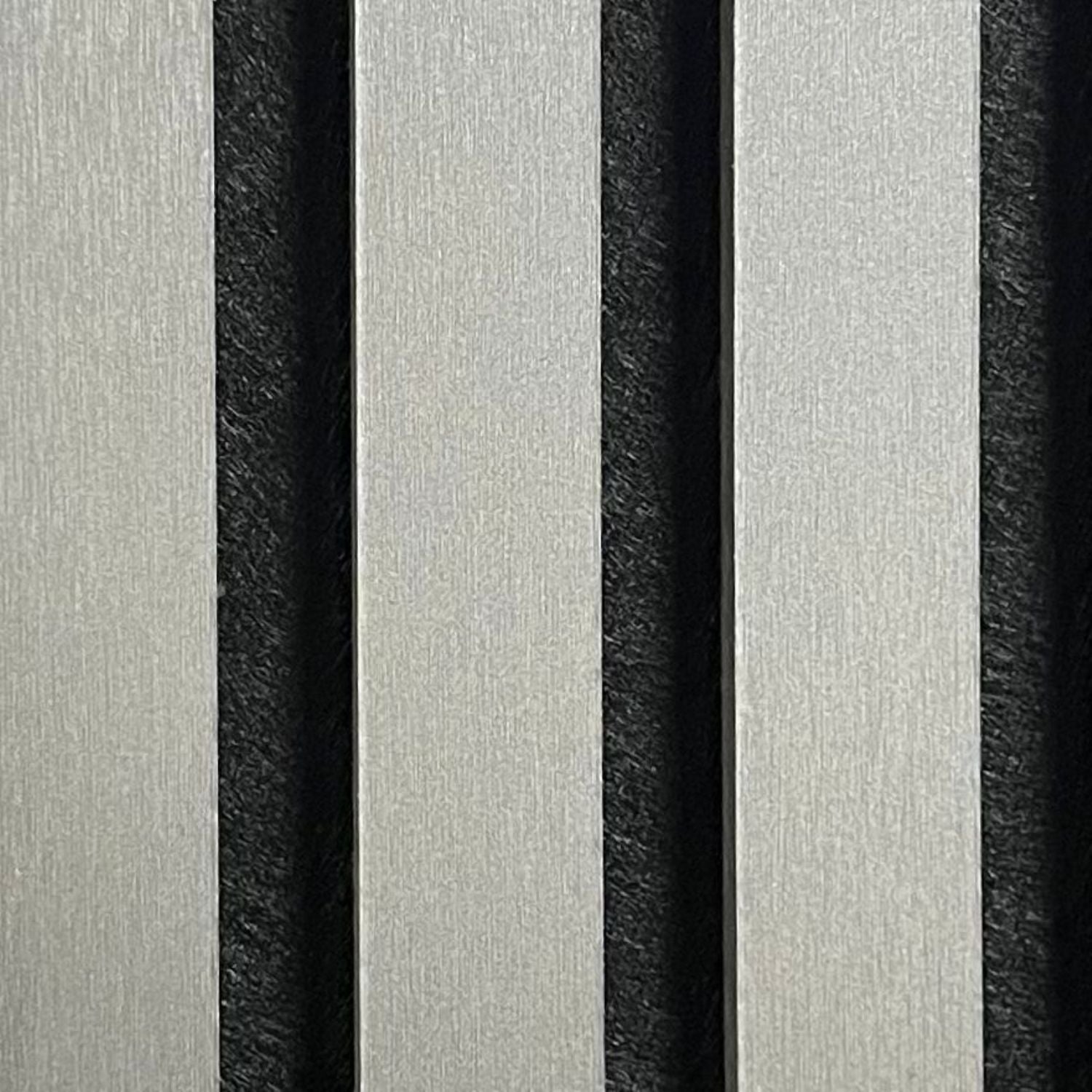 Set of 4 Metallic Dark Grey Acoustic Slatted Decorative Wall Panels